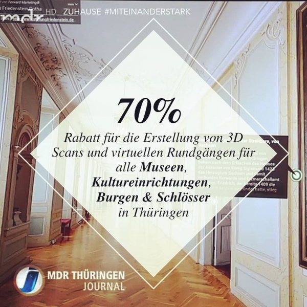 70% Rabatt auf 3D Scans und virtuelle Rundgänge